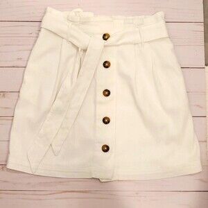 HOLLISTER HIGH WAIST WHITE COTTON BUTTON SKIRT XS